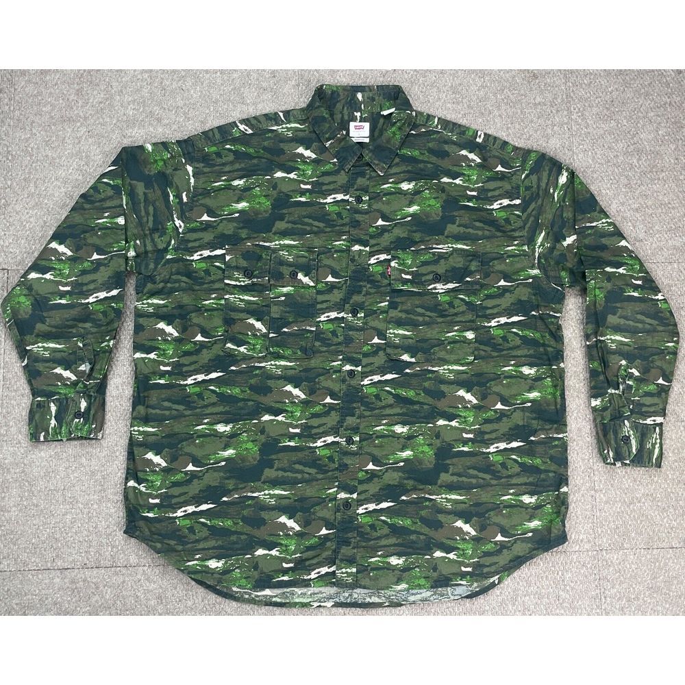 Levi's Red Tab Men's Camouflage Button Up‎ Long Sleeve Shirt Size Large
